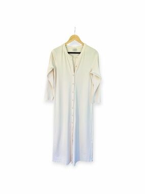 AYR Serenity Now '90s Inspired Button Down Midi Dress size L Cream Pink